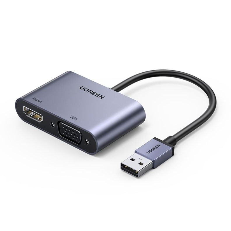 CONVERTIDOR DE VIDEO USB-A 3.0 M / HDMI H/ VGA H 1080P MAX ALUMINIO UGREEN CM449