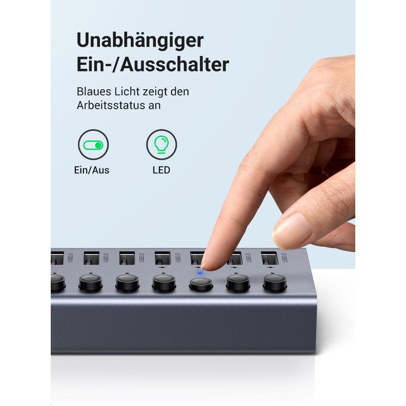 HUB USB-A 3.0 7 PORT USB-A 3.0 ENERGIZADO 3.5A MAX UGREEN CM481-2