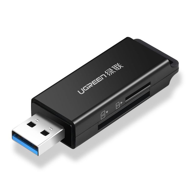 LECTOR 2EN1 MULTI-TARJETA DE MEMORIA USB-A 3.0 (SD/MICROSD) NEGRO UGREEN CM104-0