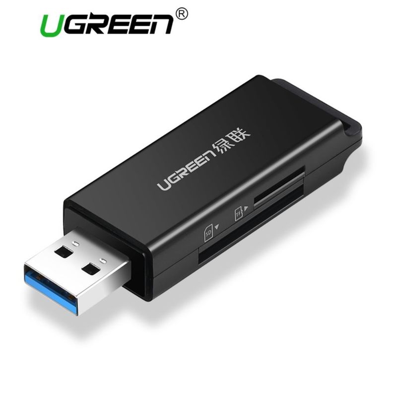 LECTOR 2EN1 MULTI-TARJETA DE MEMORIA USB-A 3.0 (SD/MICROSD) NEGRO UGREEN CM104-1