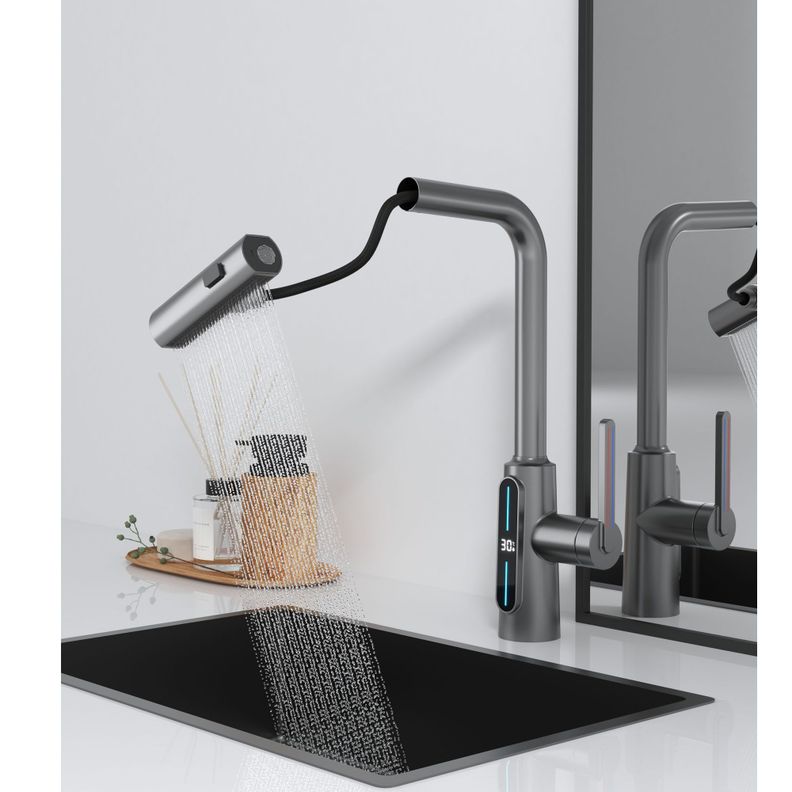 Llave monomando extensible Gris Acero ShootHome visor digital-1