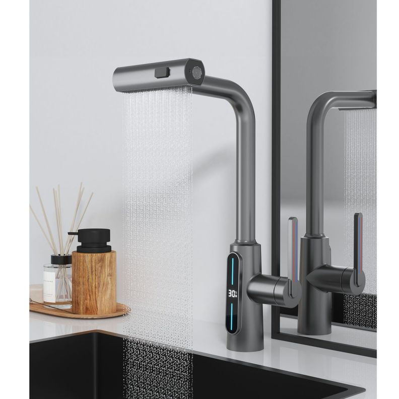 Llave monomando extensible Gris Acero ShootHome visor digital-3