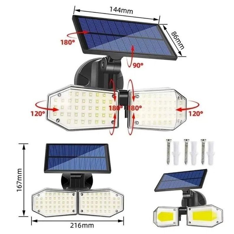 Foco Solar Doble con Sensor de Movimiento-2