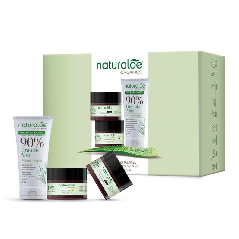 Set Naturaloe Crema de día + noche Antiage + gel de piel-0