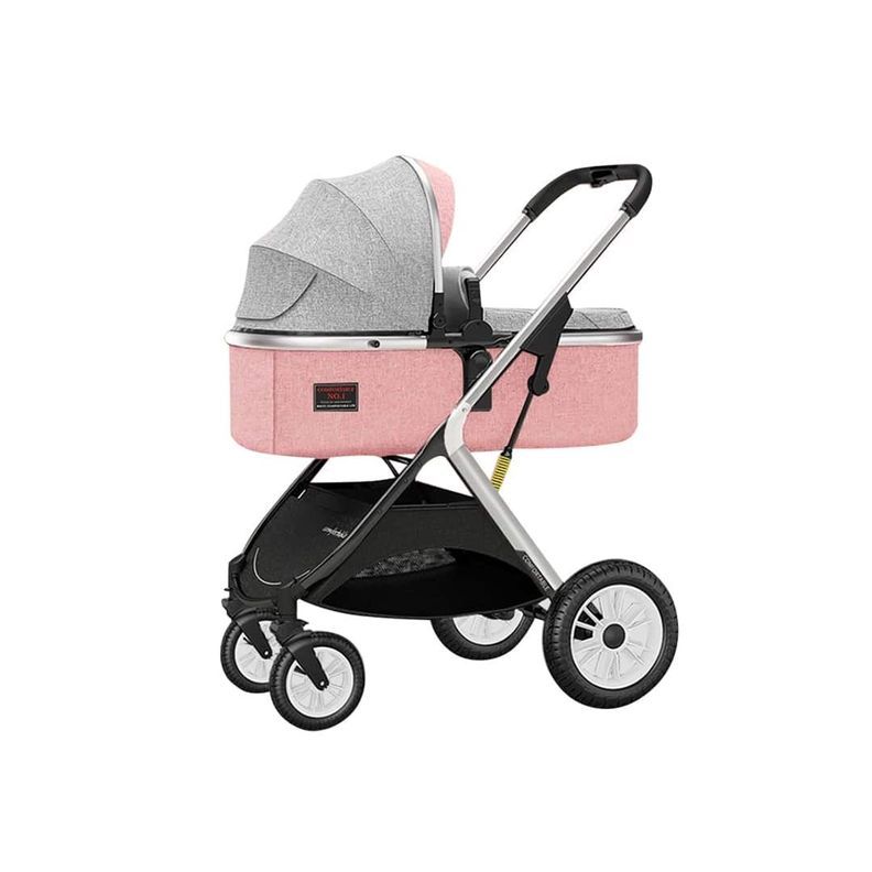 Coche Cuna Moisés Compacto Multiposiciones Rosado BABYMINE-0