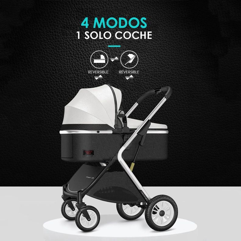 Coche Cuna Moisés Compacto Multiposiciones Rosado BABYMINE-1