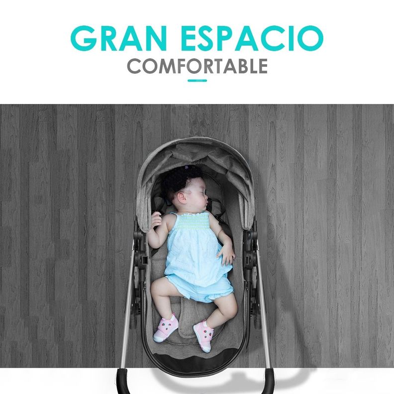 Coche Cuna Moisés Compacto Multiposiciones Rosado BABYMINE-2
