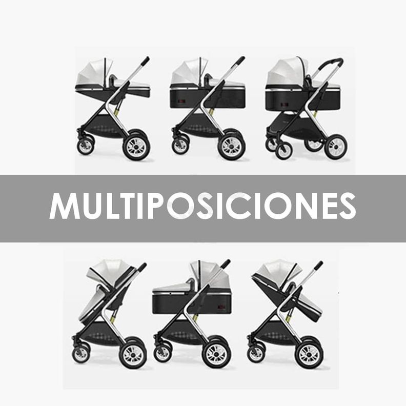 Coche Cuna Moisés Compacto Multiposiciones Rosado BABYMINE-4