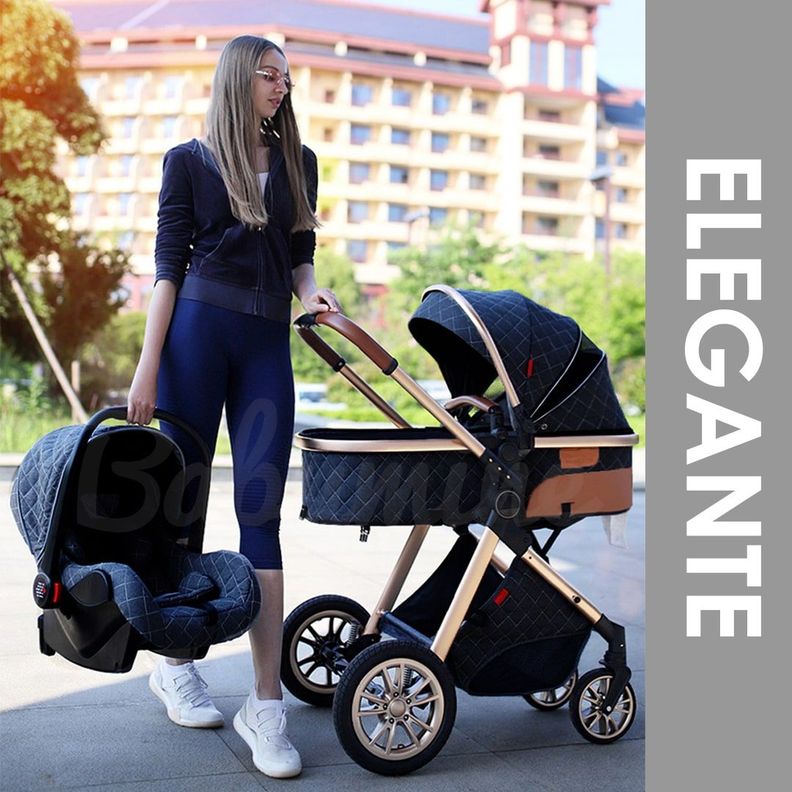 Coche Cuna Con Silla Nido y multiposición Gris BABYMINE-2