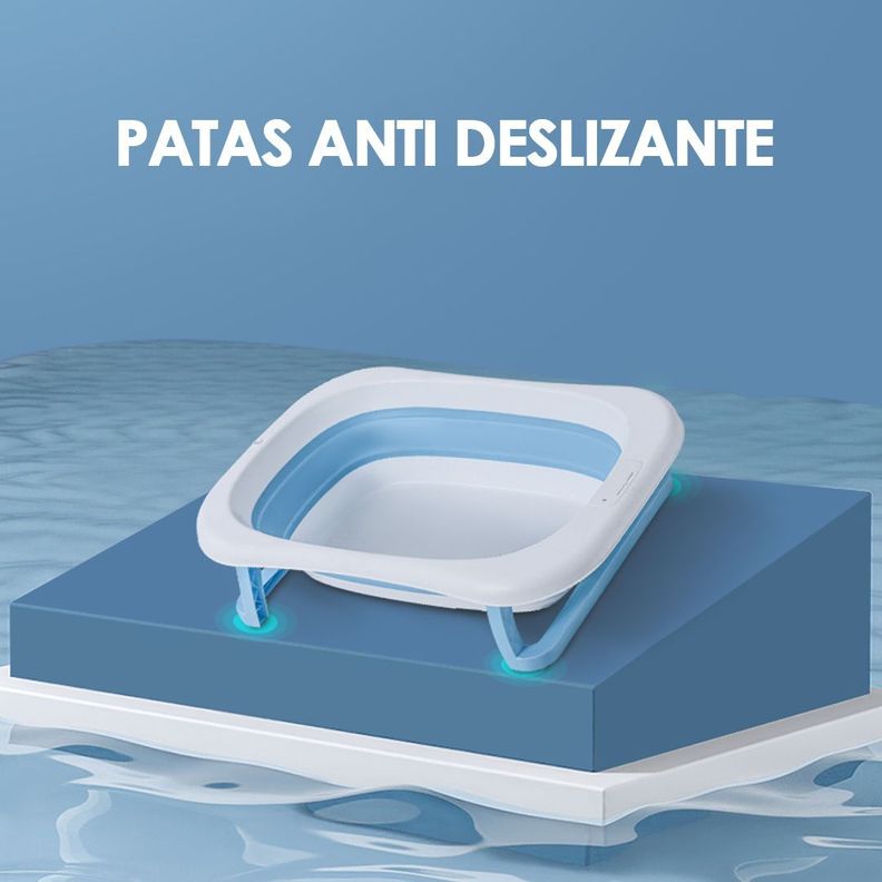 Bañera Plegable Bebé Con Malla Para Baño Azul BABYMINE-3