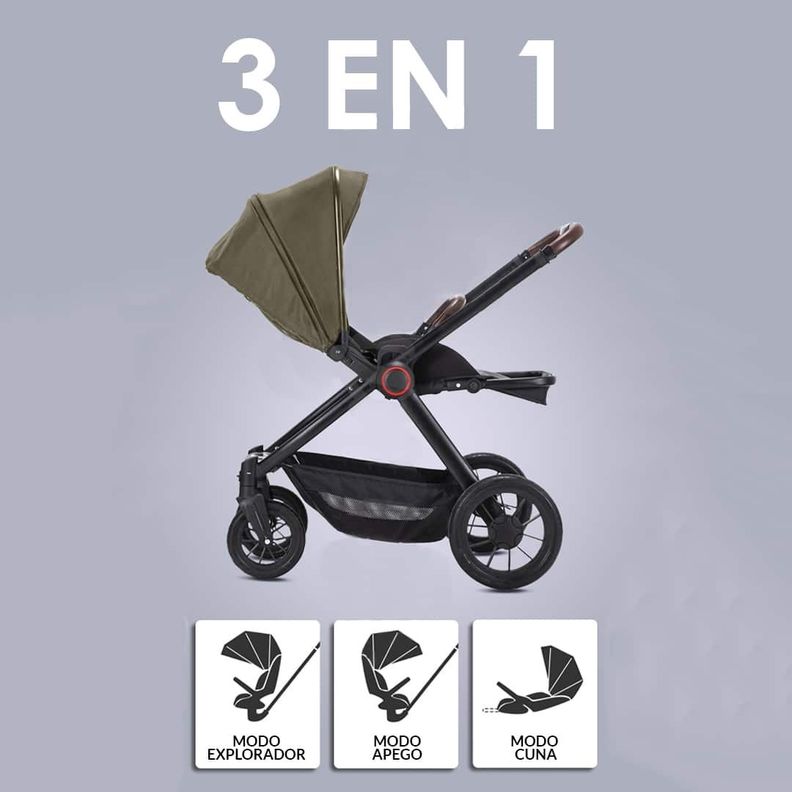 Coche de Paseo Mango Extensible Reversible Verde BABYMINE-2
