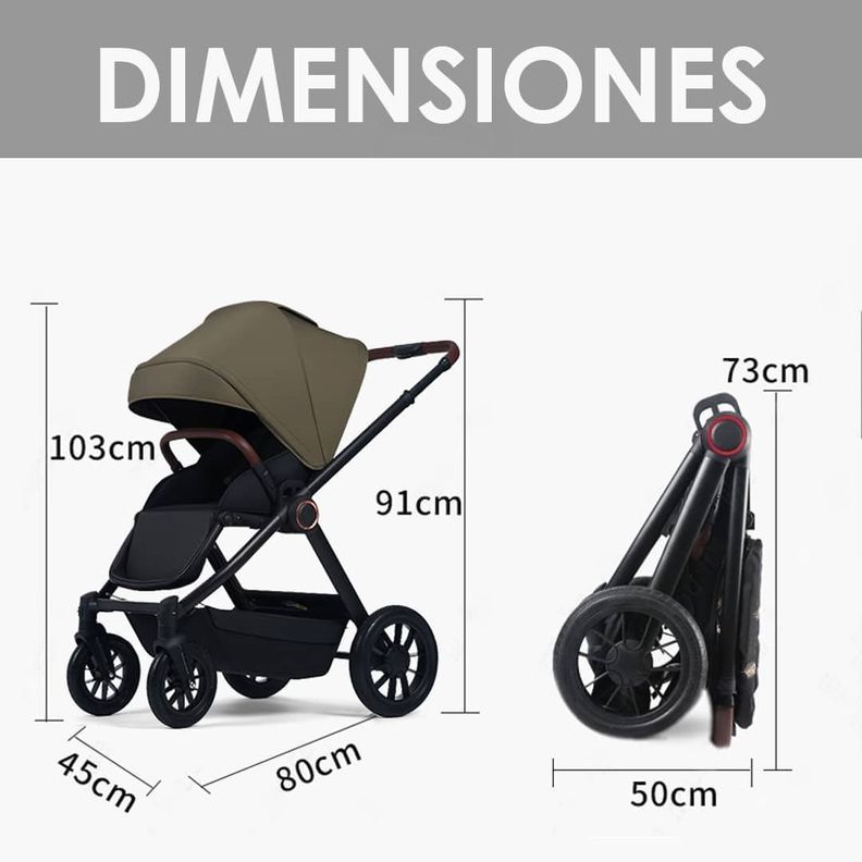 Coche de Paseo Mango Extensible Reversible Verde BABYMINE-3