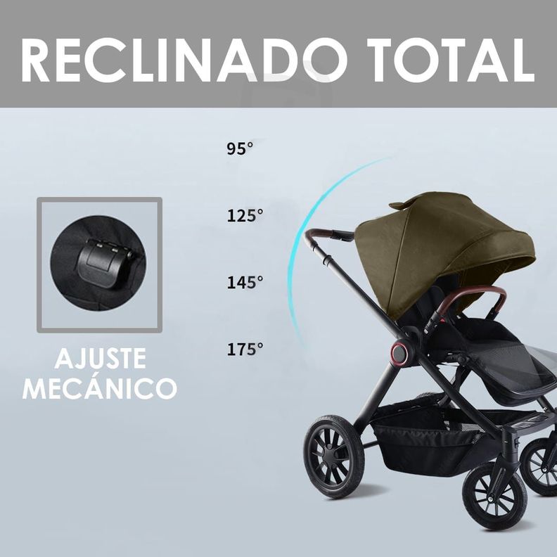 Coche de Paseo Mango Extensible Reversible Verde BABYMINE-4