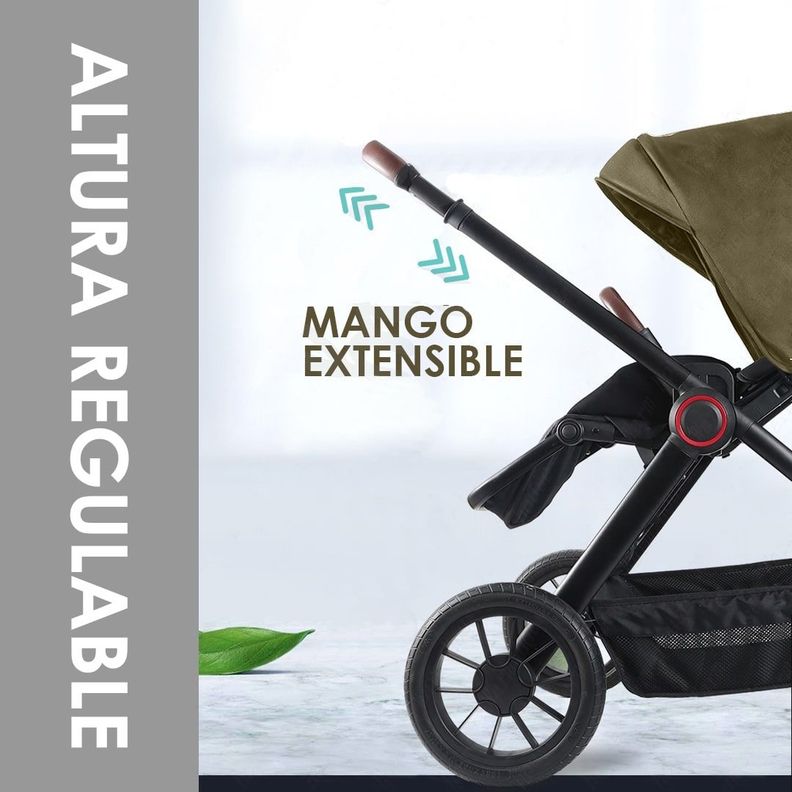 Coche de Paseo Mango Extensible Reversible Verde BABYMINE-5