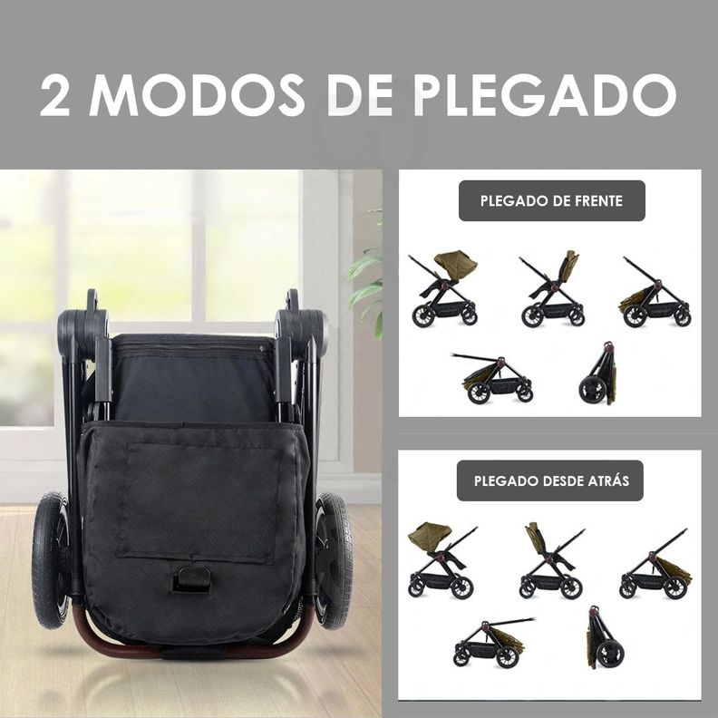 Coche de Paseo Mango Extensible Reversible Verde BABYMINE-6