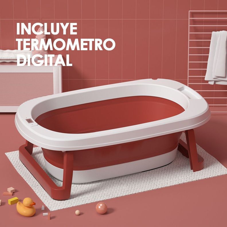 Bañera Plegable Bebé Con Termometro y Mas Rojo BABYMINE-1