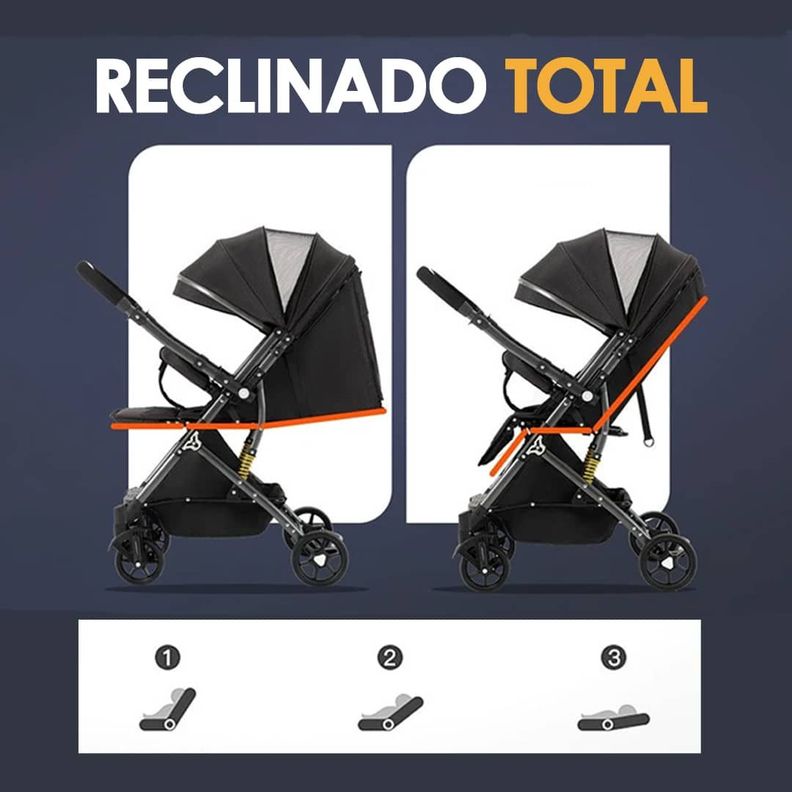 Coche de Bebé Reversible Maleta LuxRide Negro - BABYMINE-3