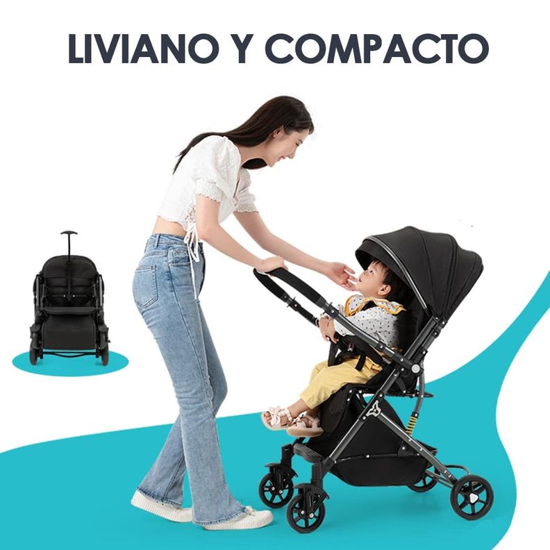 Coche de Bebé Reversible Maleta LuxRide Negro - BABYMINE-4