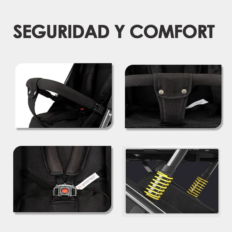 Coche de Bebé Reversible Maleta LuxRide Negro - BABYMINE-6