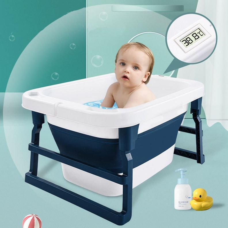 Bañera Plegable Bebé Con Termometro Asiento y Mas Azul BABYMINE-4
