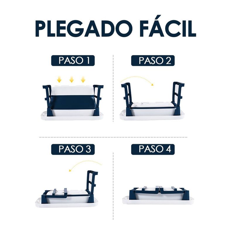 Bañera Plegable Bebé Con Termometro Asiento y Mas Azul BABYMINE-5