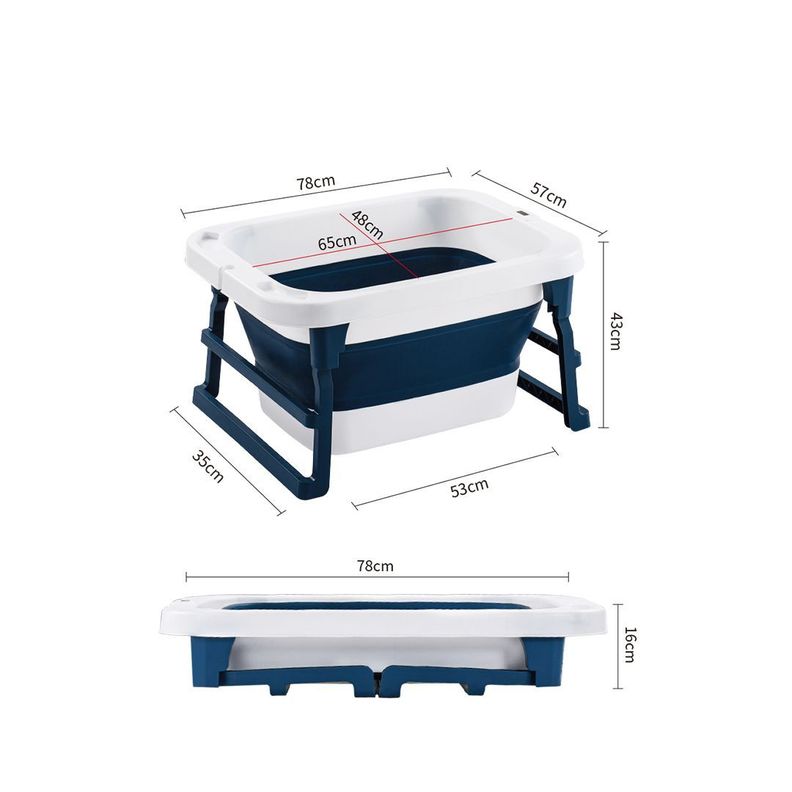 Bañera Plegable Bebé Con Termometro Asiento y Mas Azul BABYMINE-6