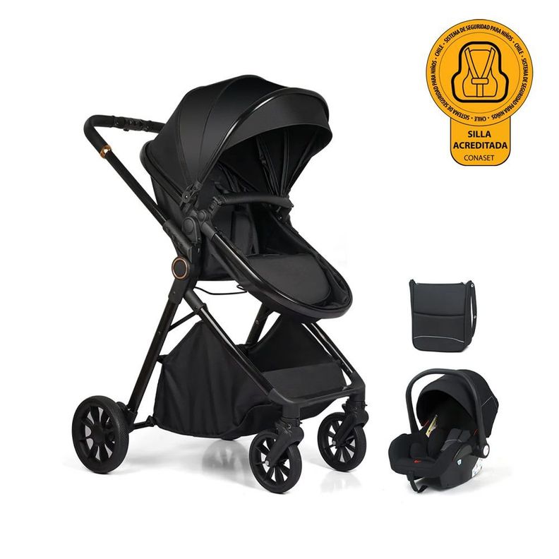 Coche De Bebe y Silla Nido Bolso Prime Negro - BABYMINE