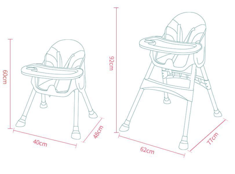 Silla de comer multifuncional Rosada – Babymine-2
