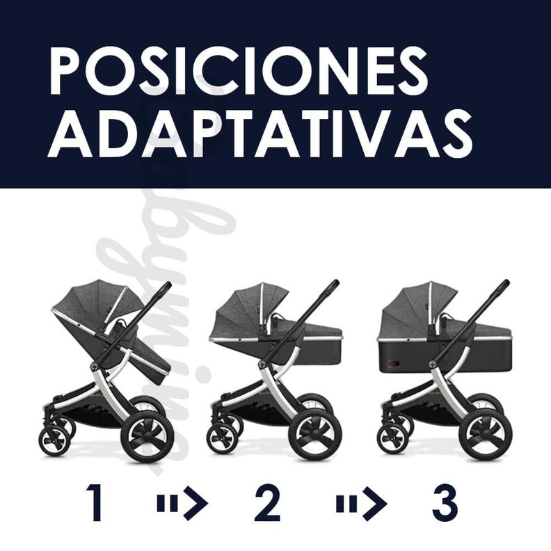 Coche Cuna Con Silla Nido y Cubre Pies Gris Dorado BABYMINE-2