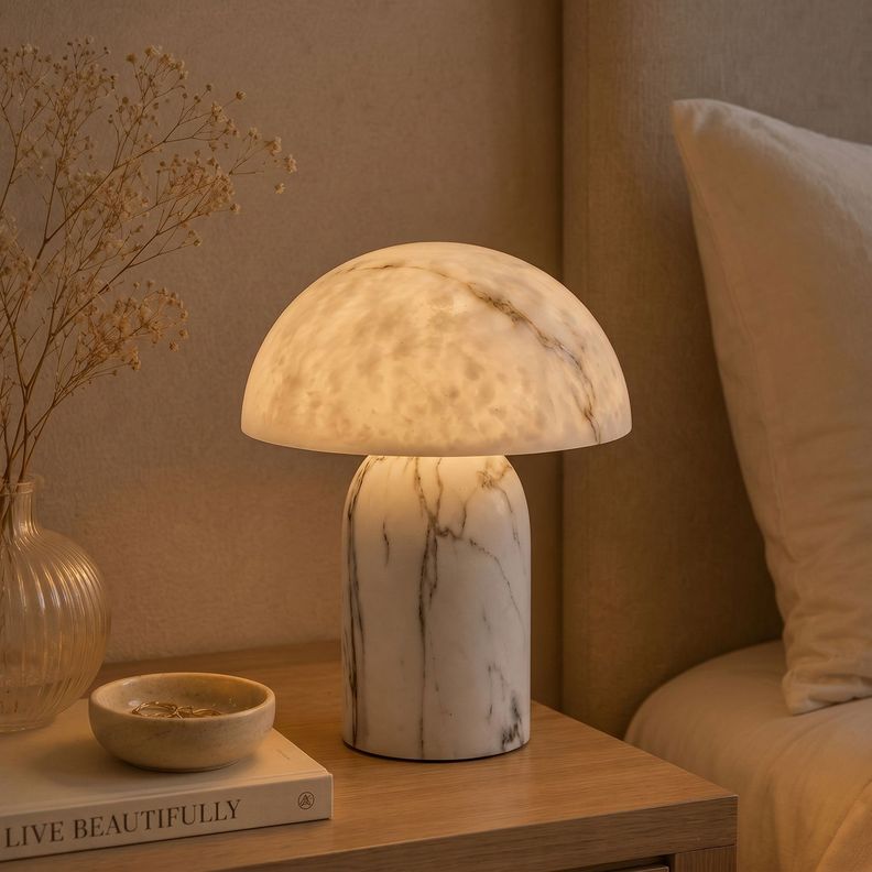 Lámpara de Mesa de Mármol Blanco