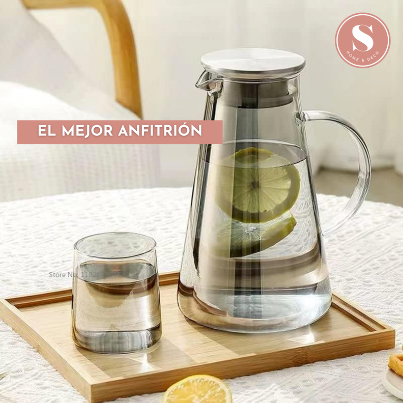 Set Tetera Lisa De Vidrio Con 6 Vasos Negro-6