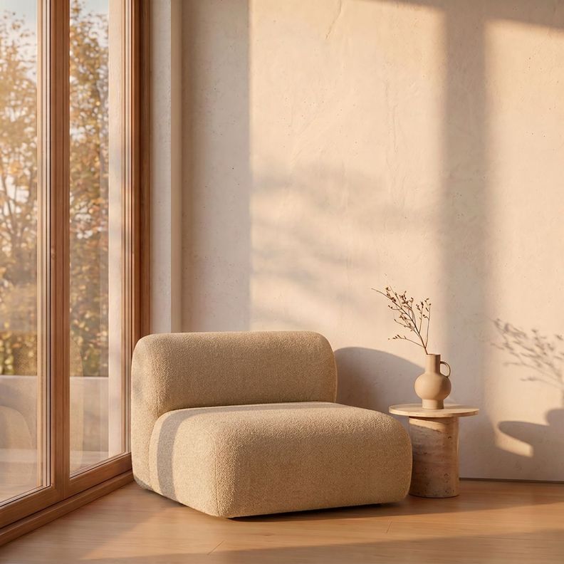 Sofa de 1 cuerpo Dune con respaldo color arena para sala Beige