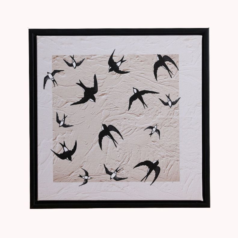Cuadro decorativo Golondrinas al vuelo para living Blanco