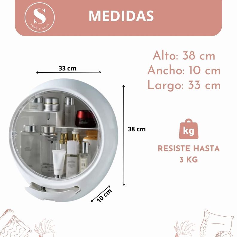 Organizador de Baño y Cosméticos de Pared Ovalado Blanco-1