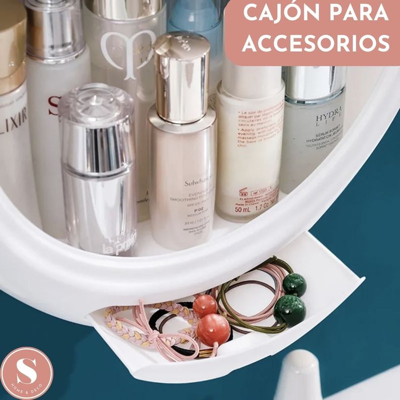 Organizador de Baño y Cosméticos de Pared Ovalado Blanco-2