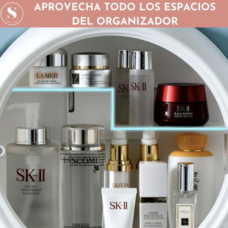 Organizador de Baño y Cosméticos de Pared Ovalado Blanco-3