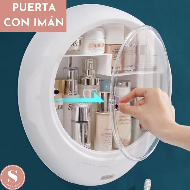 Organizador de Baño y Cosméticos de Pared Ovalado Blanco-4