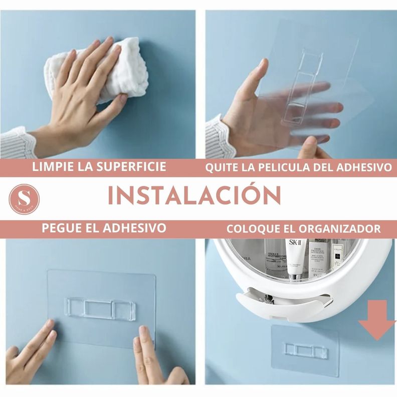 Organizador de Baño y Cosméticos de Pared Ovalado Blanco-6
