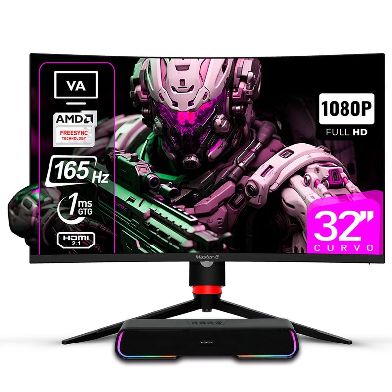 Pack Monitor Gamer 32" Curvo FHD 1080 VA 165hz + Soundbar BT-0