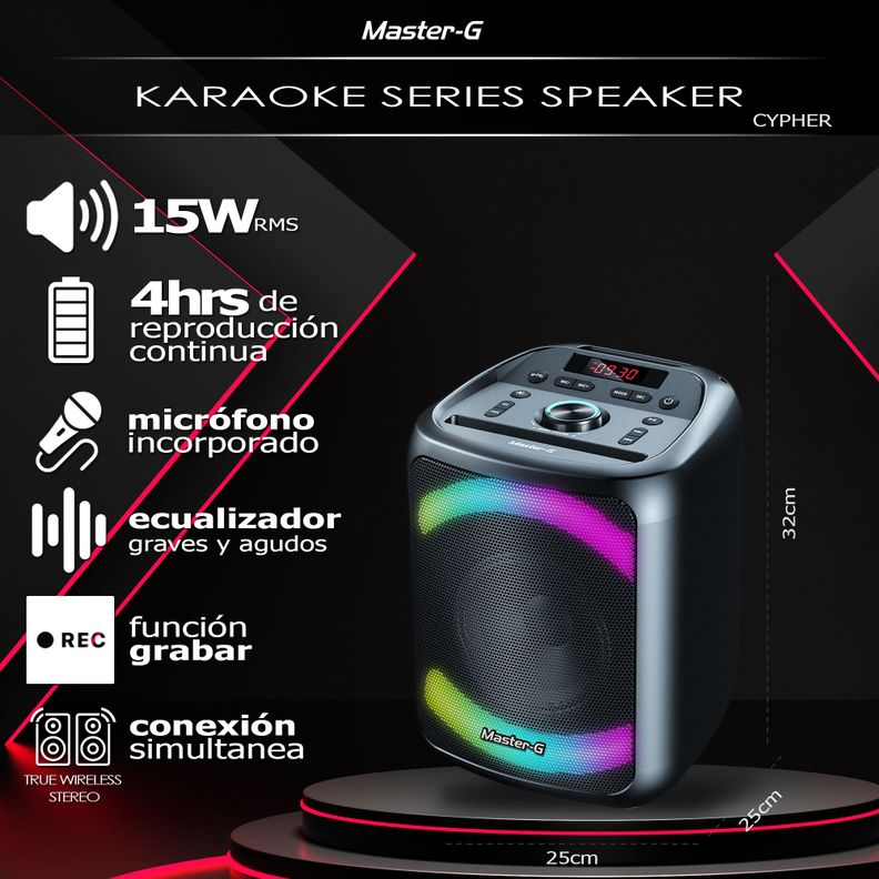 Parlante Karaoke Bluetooth Cypher 6,5” con Micrófono-4