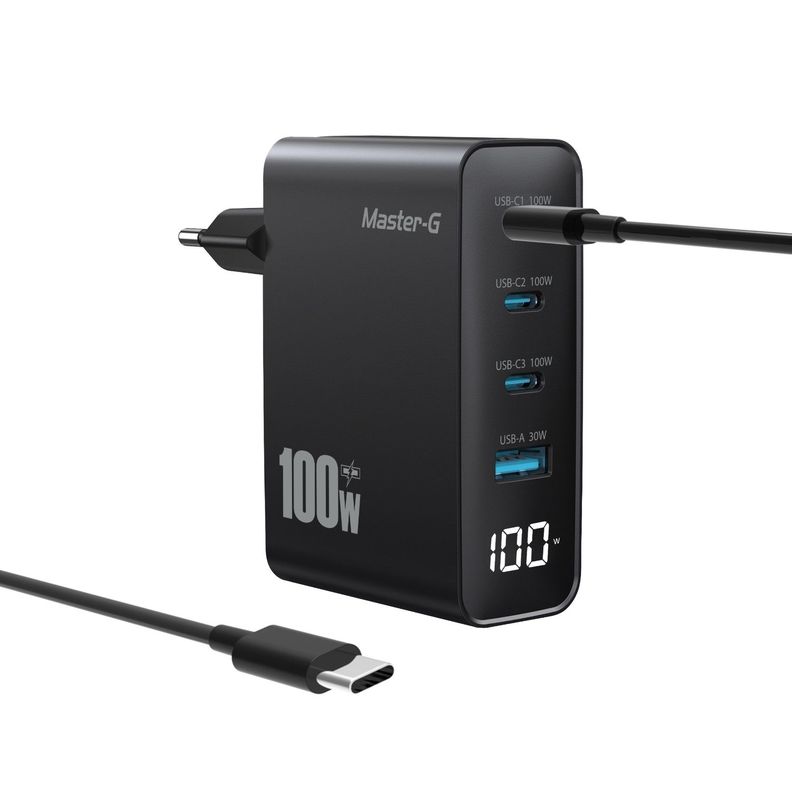 Cargador Portatil Carga Rapida 100w + Cable USB-C Master-G Negro