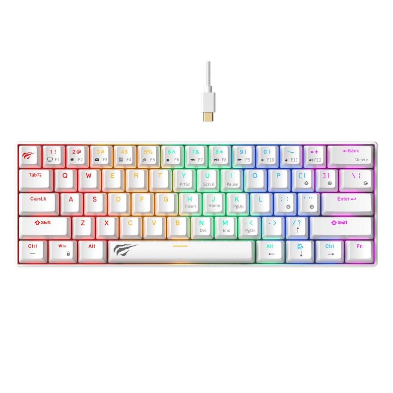 Teclado Gamer Mecanico Luces RGB KB903L Havit Blanco