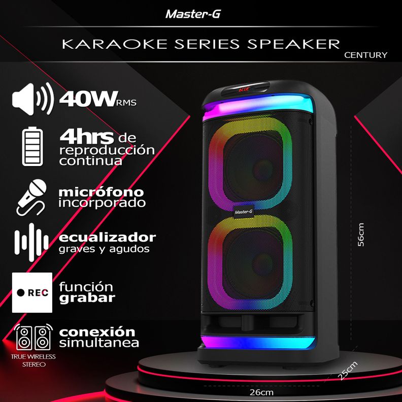 Parlante Karaoke Bluetooth Century 6,5" con Micrófono-4