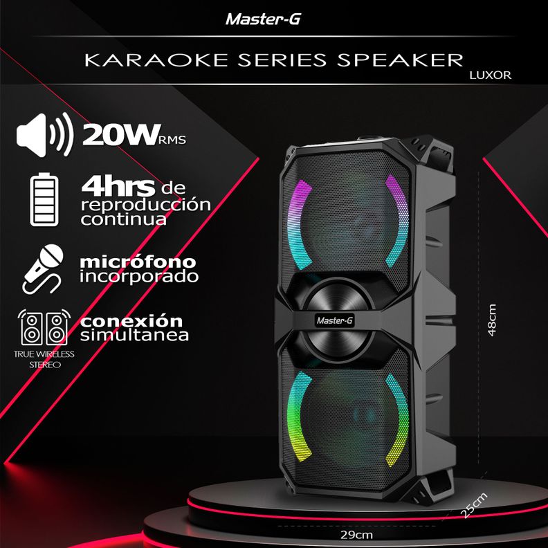 Parlante Karaoke Bluetooth Luxor 6,5” X2 con Micrófono-5