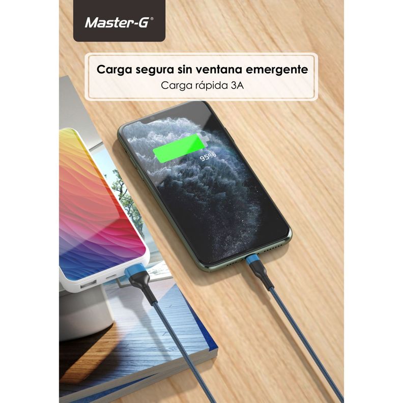 Cable De Carga Rápida Usb-C Antinudos 1Mt Master-G MGCATC3A-2