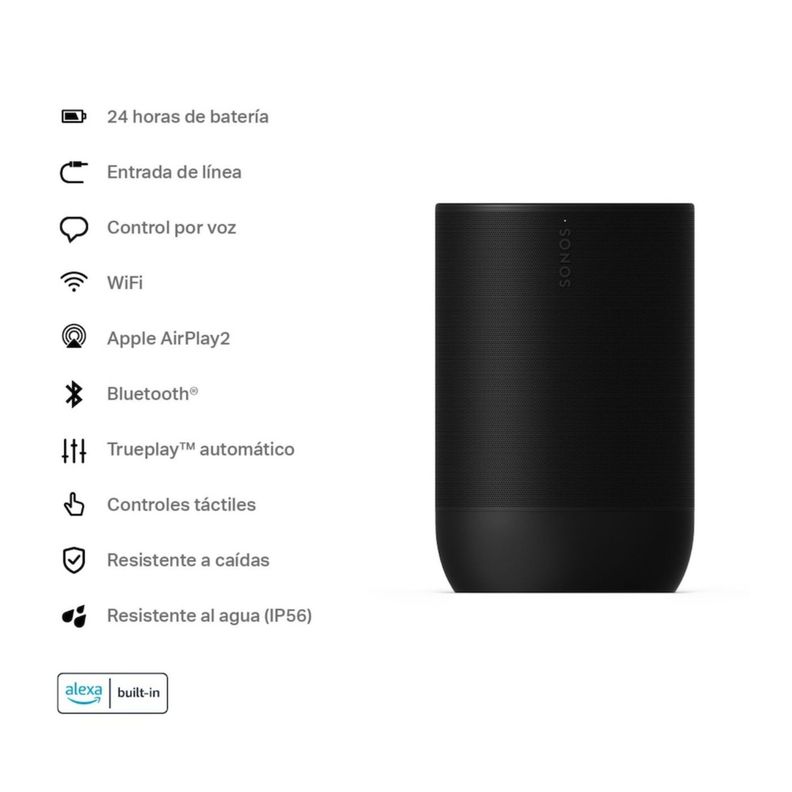 Parlante Bluetooth Sonos Move 2 Wireless Wifi Negro-2