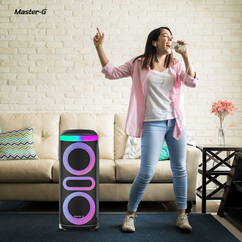 Parlante Karaoke Bluetooth 8” x2 con Micrófono MGZEUS-4