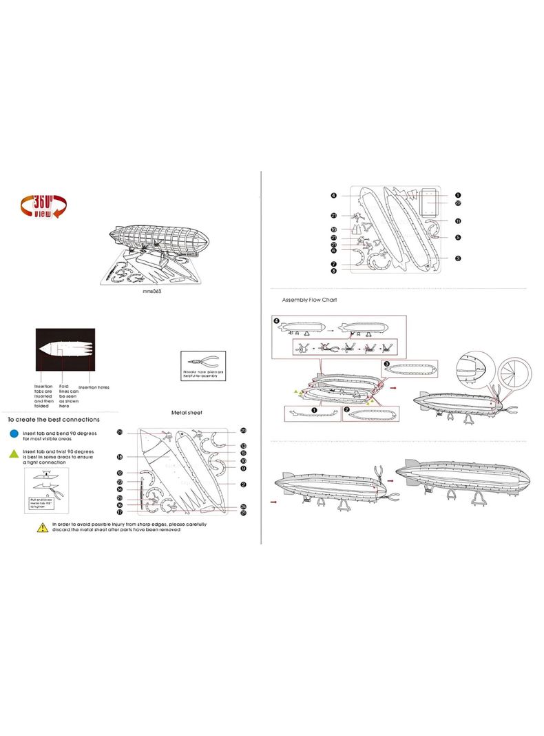 Puzzle 3D de Metal - Zeppelin-3