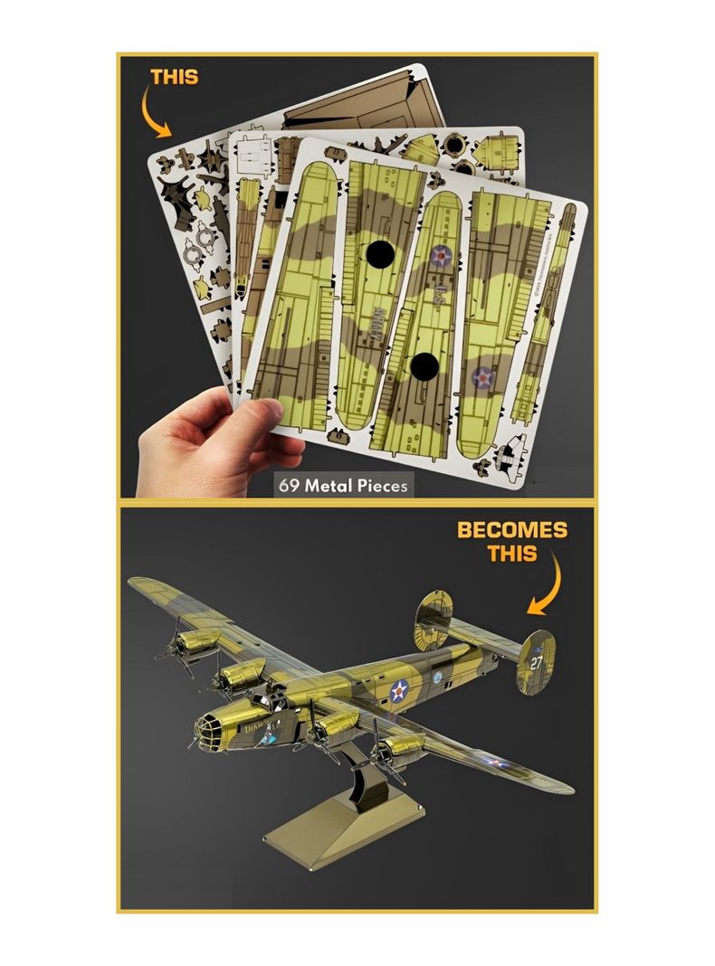Puzzle 3D de Metal - Bombardero B-24 Liberator-4