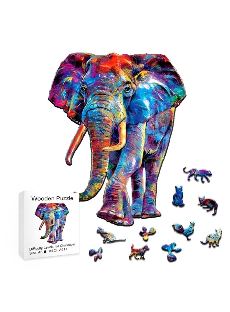 Puzzle de Madera con Forma de Elefante 30x21 cms-0